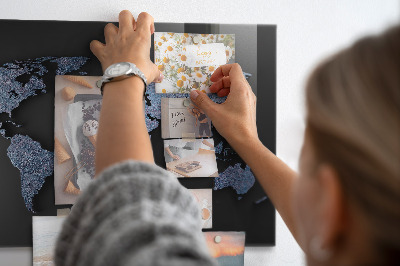 Memobord keuken 3D-wereldkaart