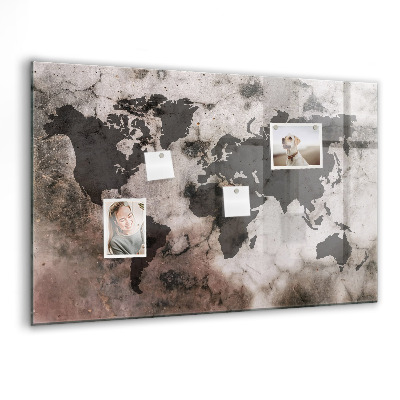 Memobord keuken Betonnen wereldkaart