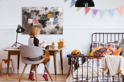 Memobord keuken Betonnen wereldkaart