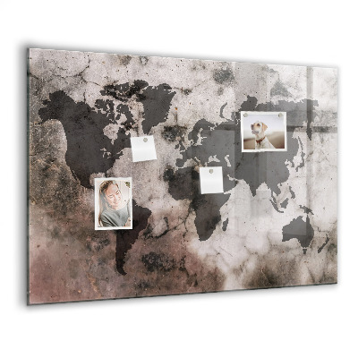 Memobord keuken Betonnen wereldkaart