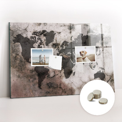 Memobord keuken Betonnen wereldkaart