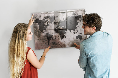 Memobord keuken Betonnen wereldkaart