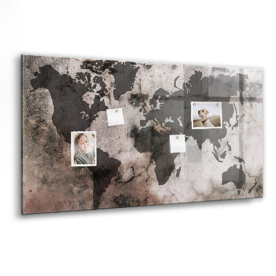 Memobord keuken Betonnen wereldkaart