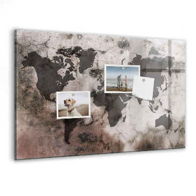 Memobord keuken Betonnen wereldkaart