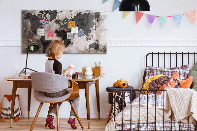 Memobord keuken Betonnen wereldkaart