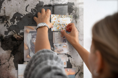 Memobord keuken Betonnen wereldkaart