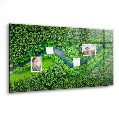 Memobord keuken Rivier in het bos