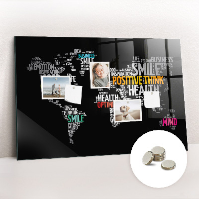 Magnetisch wandbord Positieve wereldkaart