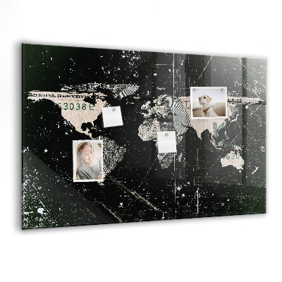 Memobord keuken Dollar wereldkaart