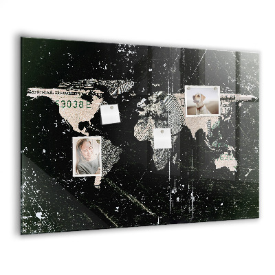 Memobord keuken Dollar wereldkaart