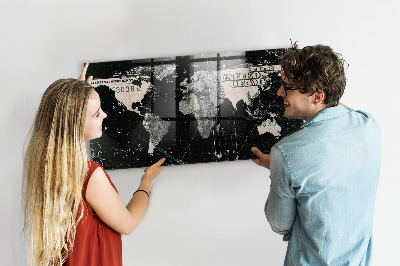 Memobord keuken Dollar wereldkaart