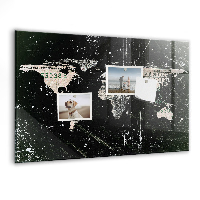 Memobord keuken Dollar wereldkaart