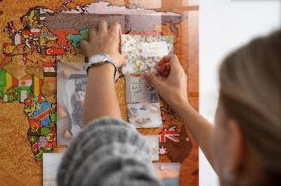 Magnet board Wereldkaart met vlaggen