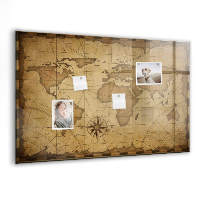 Memobord keuken Vintage wereldkaart