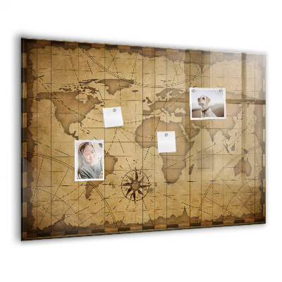 Memobord keuken Vintage wereldkaart