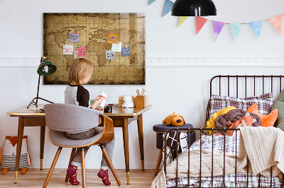 Memobord keuken Vintage wereldkaart