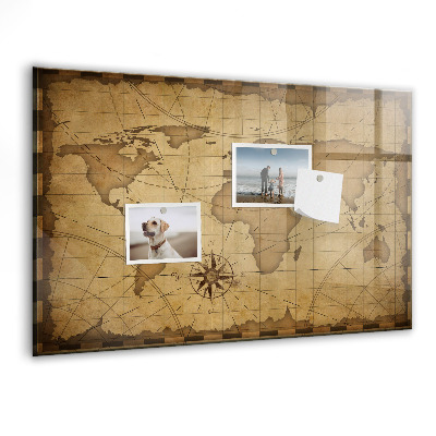 Memobord keuken Vintage wereldkaart