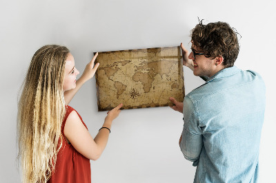 Memobord keuken Vintage wereldkaart