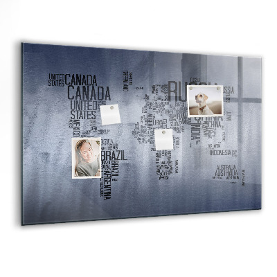 Magnet board Wereldkaart met ondertitels