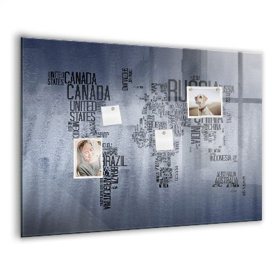 Magnet board Wereldkaart met ondertitels