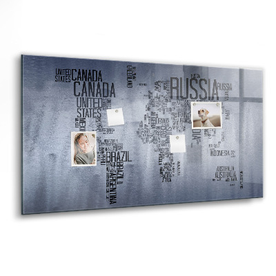 Magnet board Wereldkaart met ondertitels