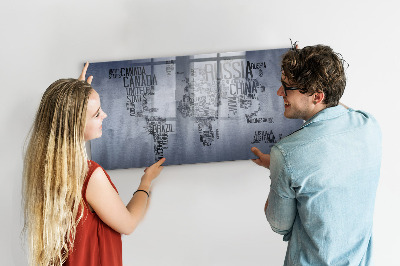 Magnet board Wereldkaart met ondertitels
