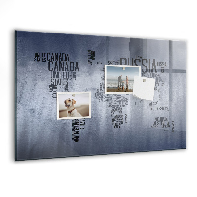 Magnet board Wereldkaart met ondertitels