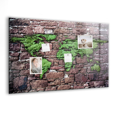 Magnet board Bakstenen wereldkaart