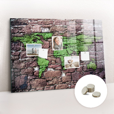 Magnet board Bakstenen wereldkaart