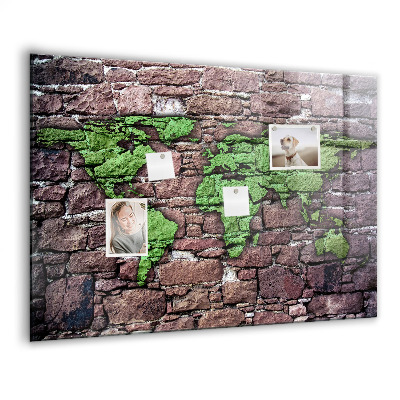 Magnet board Bakstenen wereldkaart