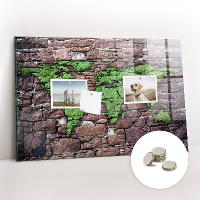 Magnet board Bakstenen wereldkaart