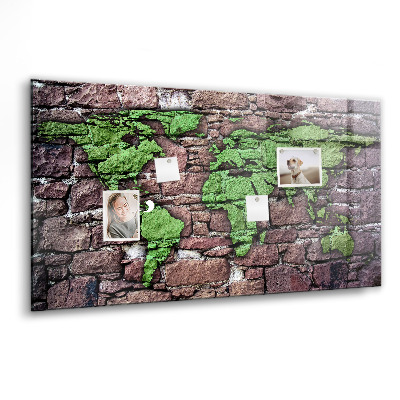 Magnet board Bakstenen wereldkaart