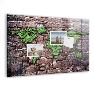 Magnet board Bakstenen wereldkaart