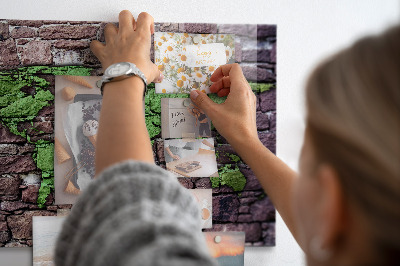 Magnet board Bakstenen wereldkaart