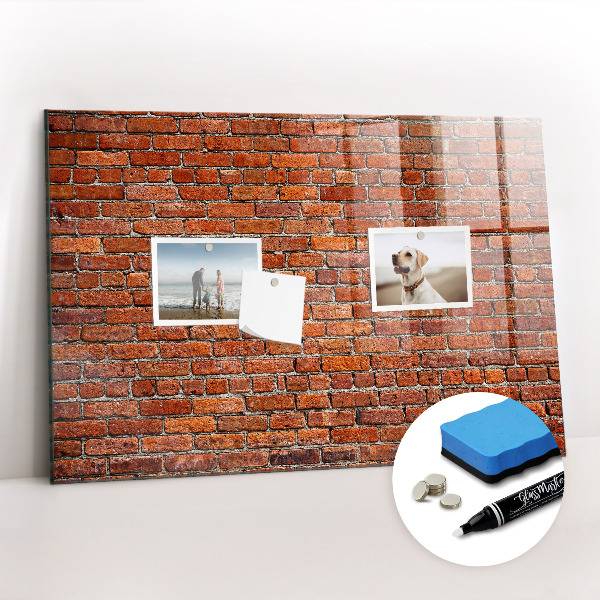 Glazen magneetbord met decoratieve print Oude bakstenen muur