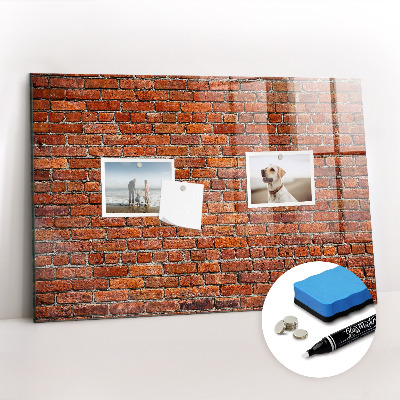 Glazen magneetbord met decoratieve print Oude bakstenen muur