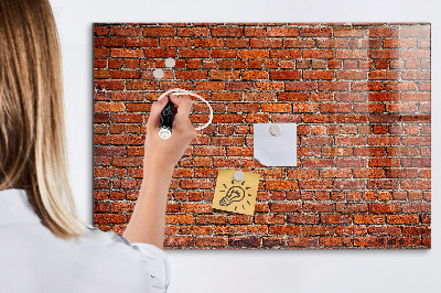 Glazen magneetbord met decoratieve print Oude bakstenen muur