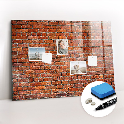 Glazen magneetbord met decoratieve print Oude bakstenen muur