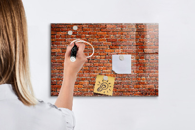 Glazen magneetbord met decoratieve print Oude bakstenen muur