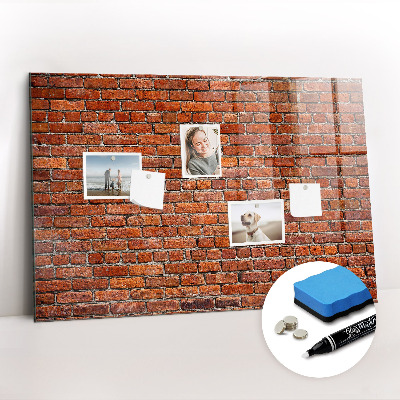 Glazen magneetbord met decoratieve print Oude bakstenen muur