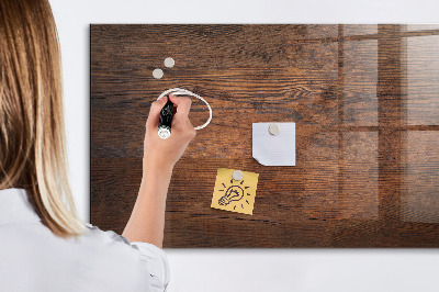 Beschrijfbaar magneetbord van glas met design Oud hout