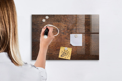 Beschrijfbaar magneetbord van glas met design Oud hout