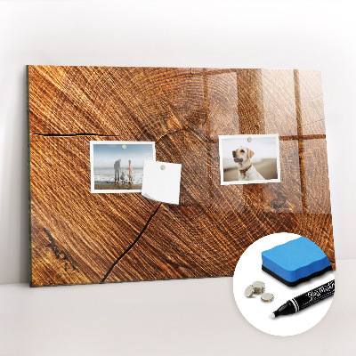 Glazen magneetbord met decoratieve print Decoratief hout