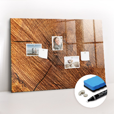 Glazen magneetbord met decoratieve print Decoratief hout
