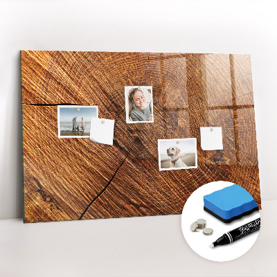 Glazen magneetbord met decoratieve print Decoratief hout