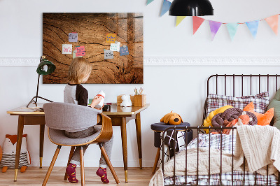 Beschrijfbaar magneetbord van glas met design Oud hout