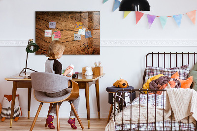 Beschrijfbaar magneetbord van glas met design Oud hout