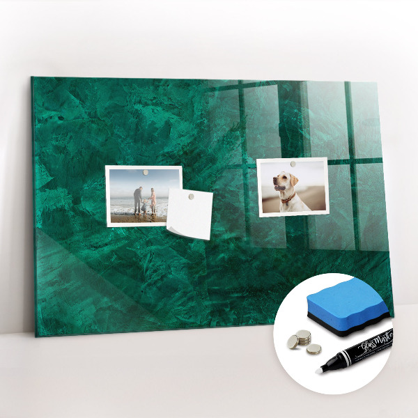 Glazen magneetbord met decoratieve print Smaragdgroene muur