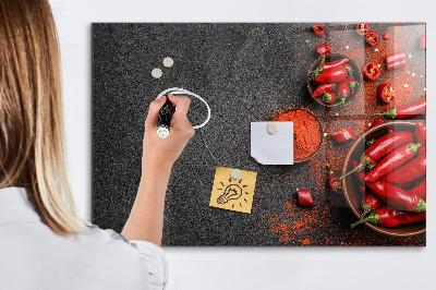 Glazen magneetbord met decoratieve print Rode paprika's