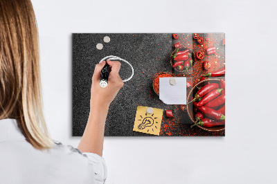 Glazen magneetbord met decoratieve print Rode paprika's